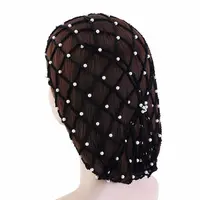 Brinco bonnet de malha grande e feita à mão, cabelo de crochê, bolso, bonnet de dormir, HZM-22152