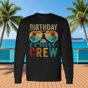T-shirt à manches longues Birthday Cruise Crew, design vintage, thème tropical - Product Image 3