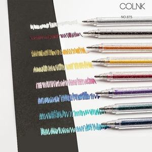 Juego de 8 colores de bolígrafos de gel con purpurina que cambian de color, tinta de dos colores sobre papel blanco y negro, ideal para la planificación de dibujos de estudiantes - Product Image 2