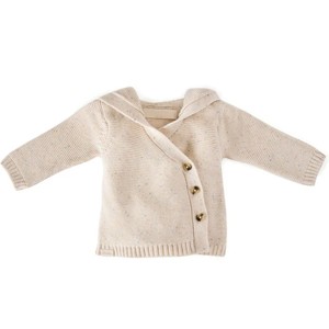 Cardigan pour bébé style japonais en coton épais 100 % avec capuche et pompon, anti-plis et respirant - Product Image 1