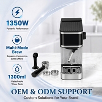 Machine à café expresso automatique électronique intelligente avec réservoir à lait, 20 bars, en acier inoxydable, système compact, machine à expresso