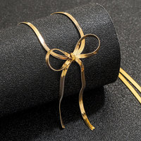 Joyería fina Simple de lujo para mujer, collares que no se deslustran, collar de cadena de espiga con lazo de nudo de mano de plata dorada