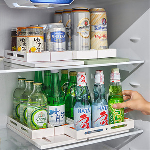 <b>Kitchen</b> <b>Storage</b> Rack 2 Tier Rotating Pull Out Shelf <b>For</b> Cabinet Organizers Standing Type PP Material - Product Image 3