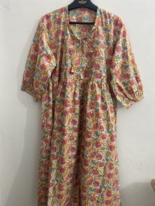 Pure Cotton <b>Kaftan</b> Short Dress Indian Hand Block Print <b>Summer</b> Floral Beach Coverup Comfy Maternity Kimono Robe For Women - Product Image 5