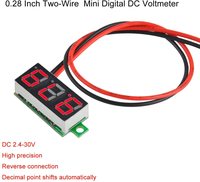 Voltmeter Digital LED DC 0.28 Inci 0-100V Penguji Tegangan Mobil Otomatis 12V Merah Hijau Biru Kuning E60