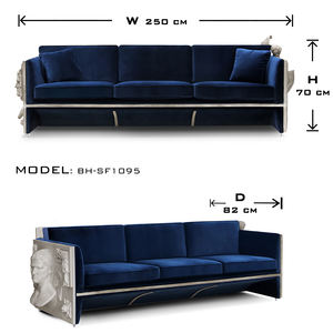 Villas de alta calidad, sofá elegante de lujo estilo Versalles, 3 plazas, sofás largos de terciopelo italiano azul marino para decoración de muebles para el hogar - Product Image 3