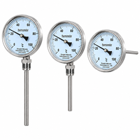 Bimetal Thermometer Industrial Dial Type 0-100℃ WSS Series 304 Stainless Steel Liquid Temperature Gauge