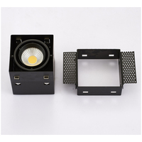 Couleur noire Trimless 12W COB Spot Grille Lumière Plafond Anti Éblouissement Hôtel Encastré Carré LED Downlight