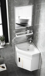 Customizable <b>small</b>-sized ceramic integrated basin wall mounted aluminum alloy bathroom <b>cabinet</b> - Product Image 5