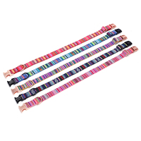 Collier pour chien avec boucle en métal rose doré, logo personnalisé, rubans en tissu bohème, laisse pour animaux de compagnie en nylon et polyester durable pour chiens et chats