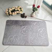Alfombra de poliéster con flores prensadas, moderna, para dormitorio, entrada, baño, absorbente, antideslizante, sencilla, para el hogar