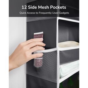 Organisateur à suspendre sur la porte, 18 poches, gris foncé, type crochet, rangement pour chambre à coucher, placard, jouets, cosmétiques, couches, articles divers - Product Image 3