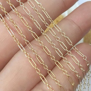 New 14K Vàng Đầy Đồ Trang Sức Vĩnh Viễn Vòng Cổ Số Lượng Lớn Chuỗi 3 + 1 1.68Mm Giấy Clip Vòng Cáp Figaro Chuỗi - Product Image 1