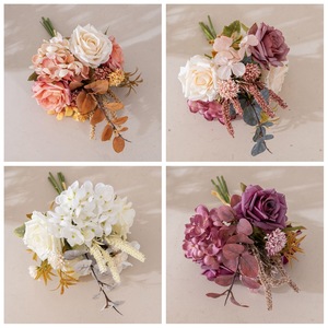 Bouquet de fleurs artificielles CallaFloral, hortensias et roses en tissu tissé plastique, décoration pour la maison et les mariages CF01385 - Product Image 3