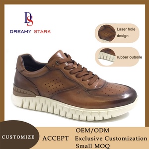 Chaussures de sport marron en cuir de vache véritable pour hommes, logo personnalisé, fabriquées à la main, lacets Oxford, respirantes, tendance mode - Product Image 4