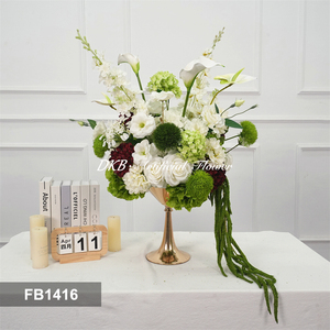 DKB - Bolas de Flores Artificiales de Hortensias y Rosas de Seda Personalizadas para Bodas, Color Borgoña y Marfil, para Centros de Mesa y Pasillos de Boda - Product Image 3