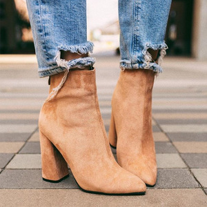 CSB115 blocco tallone in pelle scamosciata in pelle punta a punta della caviglia stivali per le donne e le signore - Product Image 2