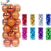 Lot de 24 boules de Noël circulaires en plastique incassable, légères, pour décoration de sapin, décorations de fêtes