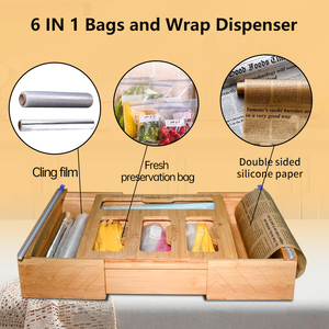 Expandable Bamboo Grocery Bag Storage Organizer, Food Storage Bag Organizer Holders Bamboo - Product Image 3