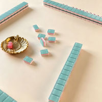Jeu de Mahjong Américain en Acrylique à Trois Couches, Thème Fête Parapluie Floral Vert Carnaval Cristal, 60 Tuiles, Jeu de Société pour Réunions