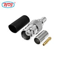 Conector Coaxial RF EZ de 50 Ohmios, Tipo BNC Hembra, con Pin sin Soldadura para RG58 LMR195 .195, Disponible en Stock