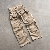 Pantalon cargo camouflage avec logo personnalisé, de haute qualité, lourd, évasé, avec des patchs appliqués, surdimensionné, pantalon de survêtement pour homme