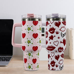 Vaso de Acero Inoxidable de 40 oz con Diseño de Corazón de Dibujos Animados, Personalizado, para Niños, para Viajes al Aire Libre, con Tapa y Pajita, Estilo Chino, 5 Colores Disponibles - Product Image 5