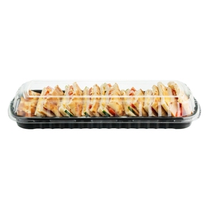 Taiwan-Made 45 oz Grand Volume Micro-ondes Plateau Rectangulaire Couvercle Transparent Base Noire pour Épicerie Affichage Réfrigéré pour Nouilles Alimentaire - Product Image 2