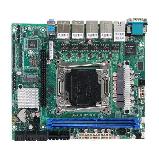 BKHD Factory Industrial Motherboard NAS C612 Intel Xeon E5- V3/V4 6*2.5G LAN ECC RAM 10*SATA 1*PCI-E 3.0 16X Pfsense Linux