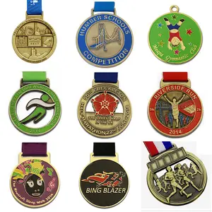 Free Sample Custom Metal Enamel High School Graduate Excellence Achievement Prize Award Academic Medal With Ribbon