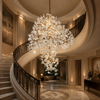 Lustre moderne de luxe en cristal, hauteur réglable, LED, en cuivre sur mesure, luminaires suspendus design pour villas et escaliers