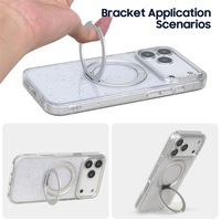 Étui de téléphone portable de luxe transparent en PC+TPU, compatible avec la charge sans fil magnétique rotative à 360°, antichoc, de haute qualité, avec protection d'objectif