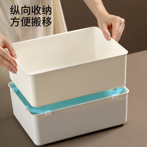 Plastic Storage <b>Bin</b> <b>Rectangle</b> White Stackable With Auxiliary Support For Bedroom Organization - Product Image 3