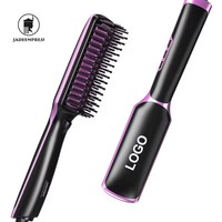 Brosse Lissante Électrique Professionnelle Portable Écran LCD Ions Négatifs Céramique Coiffante en Plastique Noir pour la Maison