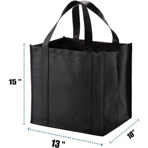 Sacs d'épicerie pliables avec logo personnalisé, poignée renforcée, sacs de courses robustes avec fond en plastique épais pour le stockage en supermarché - Product Image 2