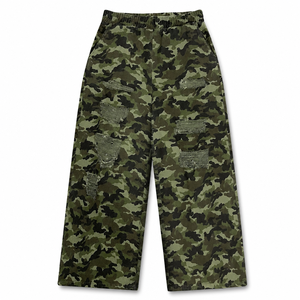Men's Camouflage Harem Pants <b>Elastic</b> <b>Waist</b> Multiple Pockets Distressed Street Style Casual <b>Trousers</b> Autumn Wear - Product Image 2