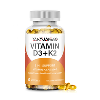 Complément alimentaire de haute qualité pour la santé des os et du cœur, vitamine D3 K2 MK7 en capsules molles, marque privée OEM