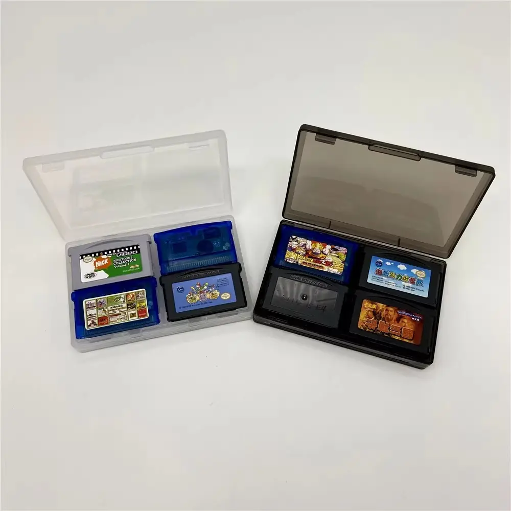 Venda de fábrica caixa de armazenamento 4 em 1 com quatro cartuchos de videogame em inglês grátis para Game Boy Advance