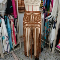 Nouvelle Collection – Jupe Longue de Plage en Chiffon Anti-UV avec Franges et Bretelles Crochées à la Main, Modèle QIQI QIQI26090301