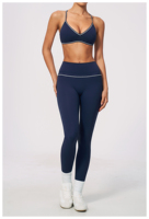 Soutien-gorge de sport sans fil pour femme en nylon et élasthanne, dos en Y, coupe basse pour couvrance complète, avec coussinets amovibles, pour yoga, course à pied, gym, entraînement, fermeture avant