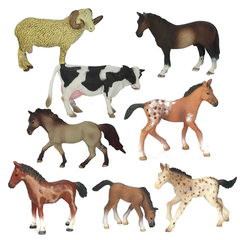 Sıcak satış plastik at oyuncakları Mini çiftlik hayvan Set çocuk oyuncağı