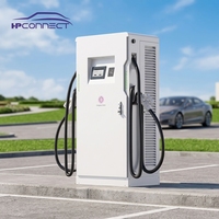 Estación de Carga para Vehículos Eléctricos de Corriente Continua de 60KW, 120KW, 320KW con Pantalla Publicitaria de 32 Pulgadas, Doble Conector CCS1 CCS2 CHADEMO GBT, OCPP 1.6J, 4G, RFID, IP54