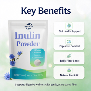 Poudre d'Inuline Marque Blanche Extrait de Racine de Chicorée Fibre Prébiotique OEM ODM Poudre d'Inuline en Vrac pour la Santé Intestinale - Product Image 3