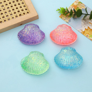 High Quality TPR Maltose Glitter Seashell Gold Powder Shell <b>Squishy</b> Promotional Gift Decompression Toys for Kids and Adults - Product Image 4