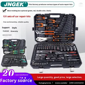 Boîte à outils de réparation automobile à double usage de 131 pièces CRV Wrench Ratchet Barrel Bit Pliers Screwdriver Hand-Power Source OEM - Product Image 4