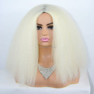 Perruque synthétique <span class=keywords><strong>afro</strong></span> lisse Xiu Man Yaki de qualité supérieure, en fibre haute température, longue, bouclée, avec frange transparente réglable, 14 pouces, fabriquée à la machine - Product Image 6