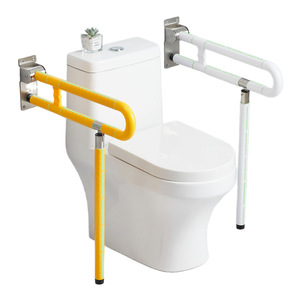 Barre d'appui pliante pour toilettes, en plastique et acier inoxydable, antidérapante, capacité de 150kg, équipement de sécurité pour salle de bain pour personnes âgées, Design moderne - Product Image 4