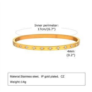 Brazalete de Zirconia Personalizado, Joyería para Mujer, Chapado en Oro, Acero Inoxidable, Brazalete de Cristal - Product Image 6