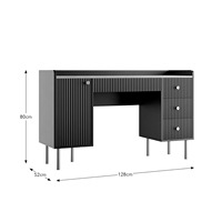 Escritorio de Computadora Moderno Convertible de MDF Negro con Cajones de Almacenamiento, Diseño Ecológico, Funciones que Ahorran Espacio, Patas de Metal para Oficina en Casa
