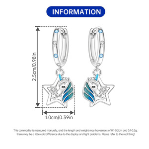 Pendientes/aros de unicornio de latón blanco originales, exclusivos y de alta gama, un regalo de cumpleaños único para mujeres. - Product Image 2